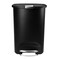 Black Plastic Semi-Round Trash Can with Foot Pedal and Slow Close Lid